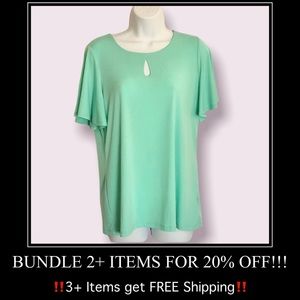 Liz Claiborne Short Angel Sleeve Keyhole Blouse